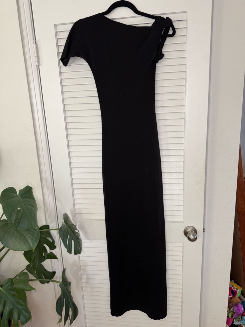 Khy Wrap Shoulder Black Maxi Dress with Shoulder Tie